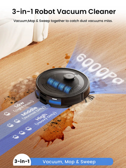 Lefant M2 plus Lidar Navigation Robot Vacuum and Mop, 6000Pa Suction, Multi-Floor Mapping, Self-Emptying and Filling, Robot Vacuum for Floors Pet Hair, Ideal Gift for Mom / Mother’S Day