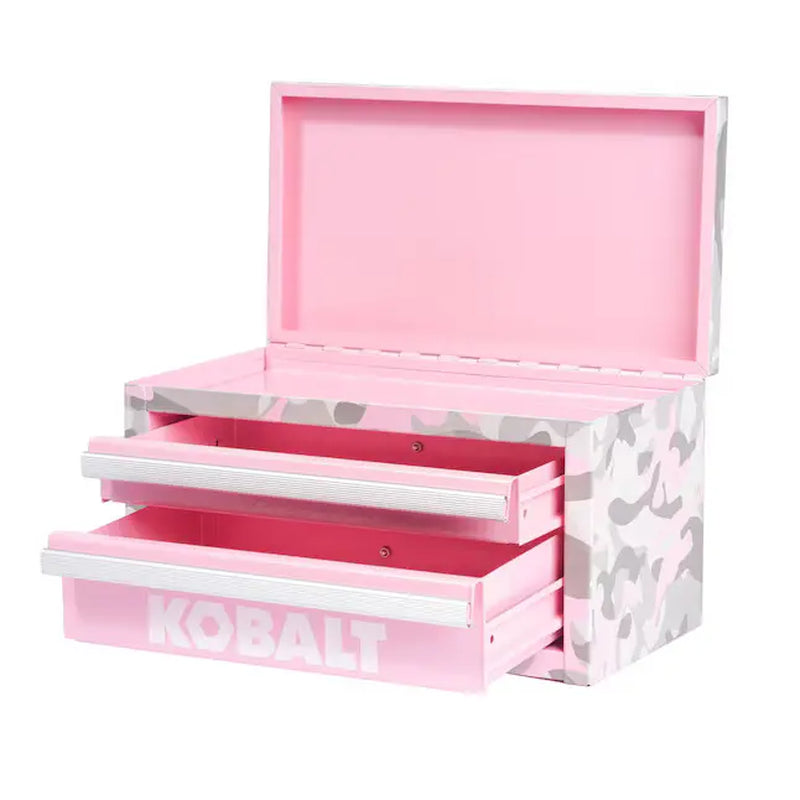 Kobalt 2-Drawer Portable Mini Toolbox in Pink Camo - Steel Construction, 10.83" W x 5.91" H x 5.91" D