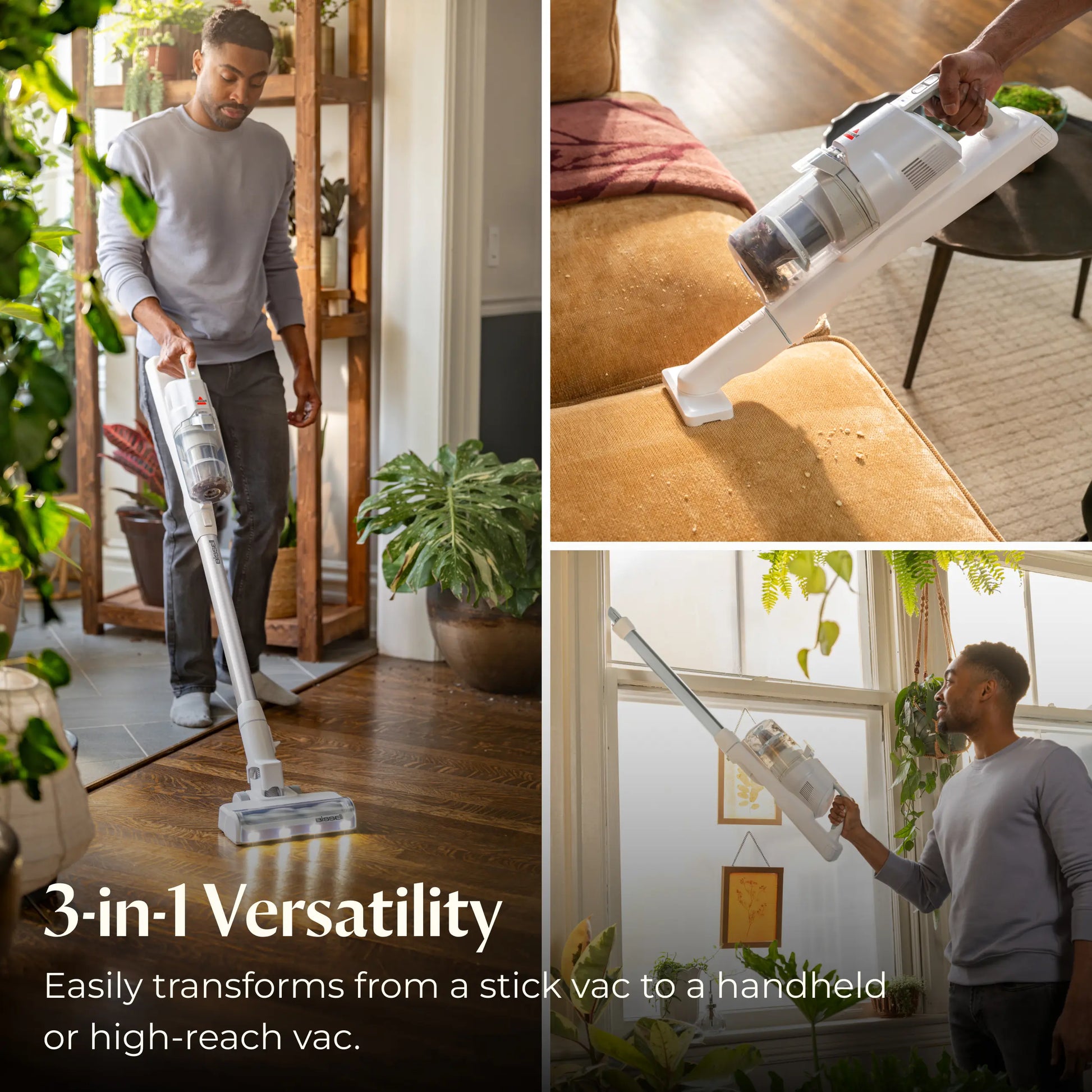 BISSELL Powerclean Lite 200W 3-in-1 Cordless Stick Vacuum with Tangle-Free Brush Roll, LED Headlights, and Self-Standing Design