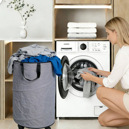 30-Gallon (109L) Collapsible Laundry Baskets - Foldable Pop-Up Hampers for Laundry - Enhanced Oxford Laundry Hamper with Reinforced Handles for Bedroom, Bathroom, Children's Room, Dormitory, Travel, and Storage Organization
