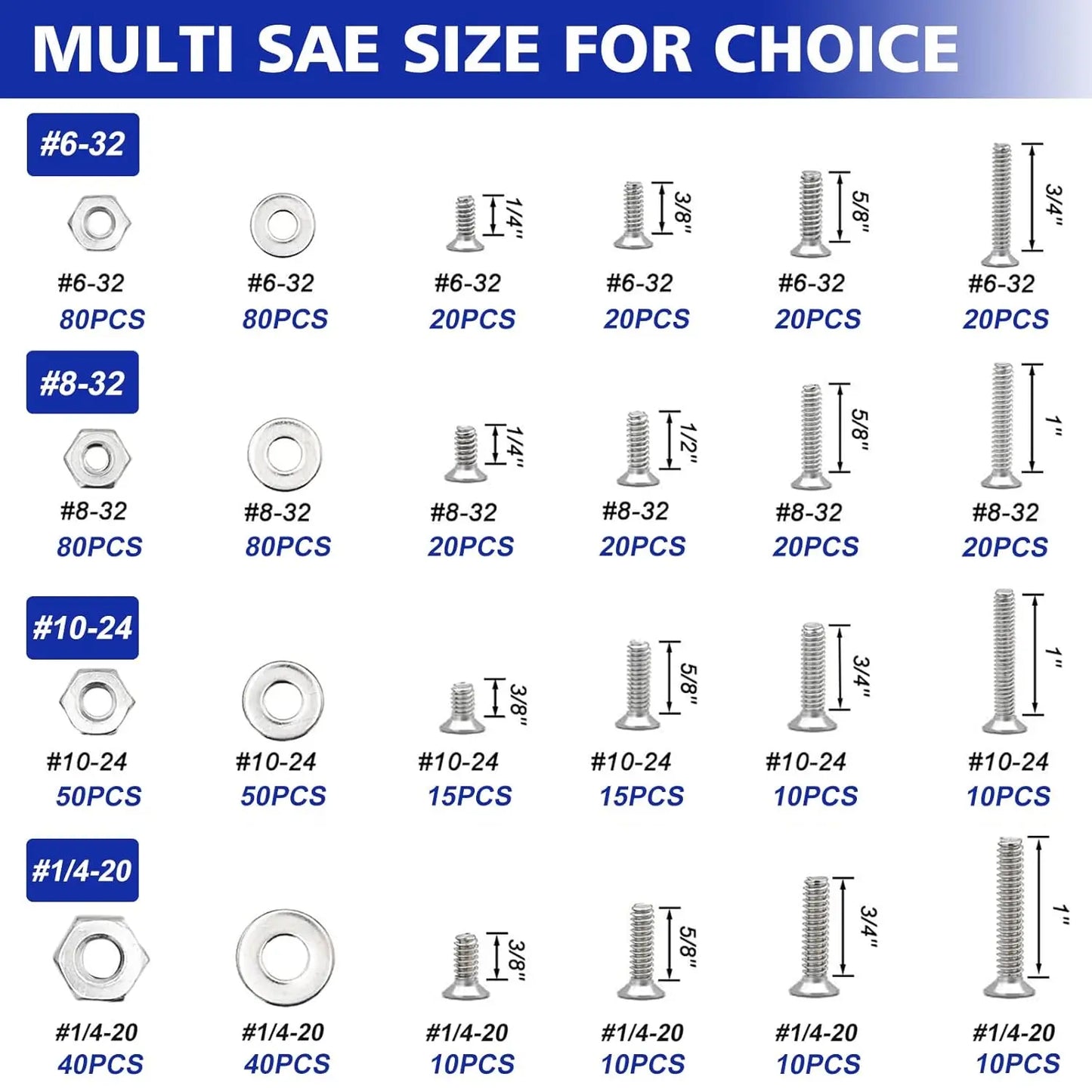 1575 Count Nuts and Assortment Kit, Stainless Steel Phillips Pan & Flat Screws, Assorted Nuts Washers with Orange Double Sided Organizer Box