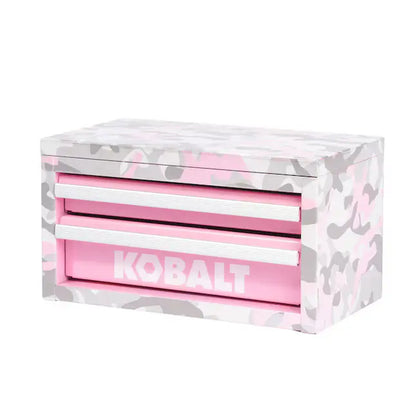 Kobalt 2-Drawer Portable Mini Toolbox in Pink Camo - Steel Construction, 10.83" W x 5.91" H x 5.91" D