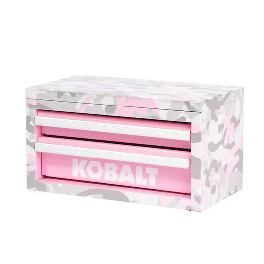 Kobalt 2-Drawer Portable Mini Toolbox in Pink Camo - Steel Construction, 10.83" W x 5.91" H x 5.91" D
