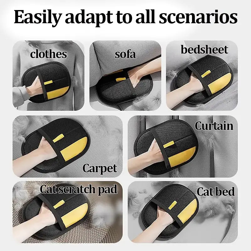 Electrostatic Hair Removal Gloves with Two-Way Brush for Effective Grooming and Cleaning of Cat and Dog Hair