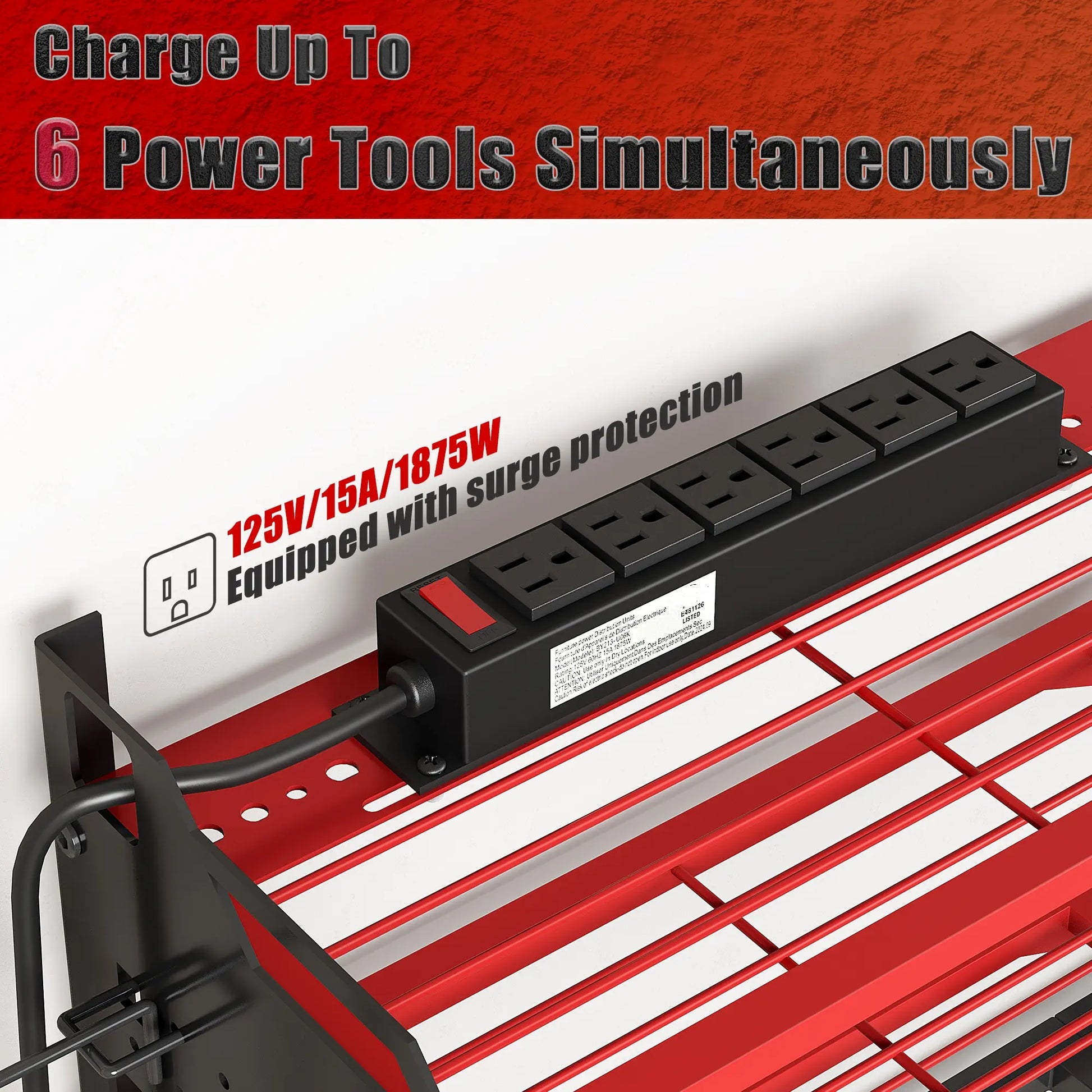 Wall-Mounted Tool Rack Organizer with 8 Drill Holders and 4-Layer Heavy-Duty Design for Garage - Easy Assembly and Sturdy Construction