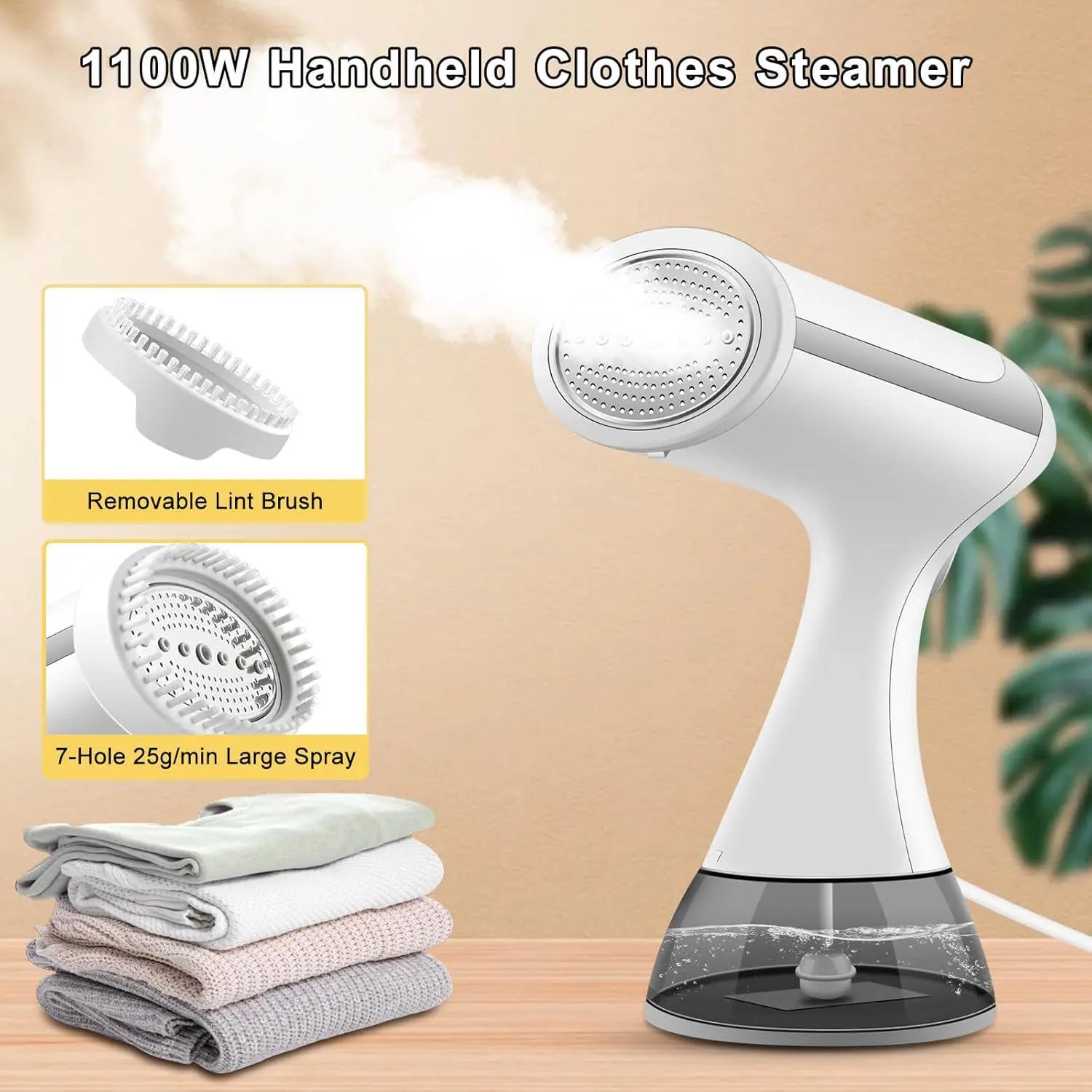 Super Electric Handheld Clothes Steamer - 1100W Portable Garment Steamer with 300ml Water Tank, Fast Wrinkle Remover for Home, Office, and Travel