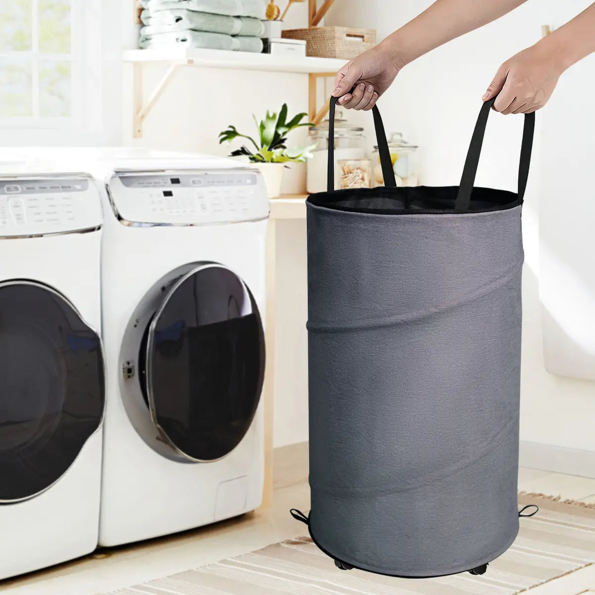 30-Gallon (109L) Collapsible Laundry Baskets - Foldable Pop-Up Hampers for Laundry - Enhanced Oxford Laundry Hamper with Reinforced Handles for Bedroom, Bathroom, Children's Room, Dormitory, Travel, and Storage Organization