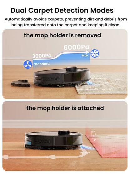 Lefant M2 plus Lidar Navigation Robot Vacuum and Mop, 6000Pa Suction, Multi-Floor Mapping, Self-Emptying and Filling, Robot Vacuum for Floors Pet Hair, Ideal Gift for Mom / Mother’S Day