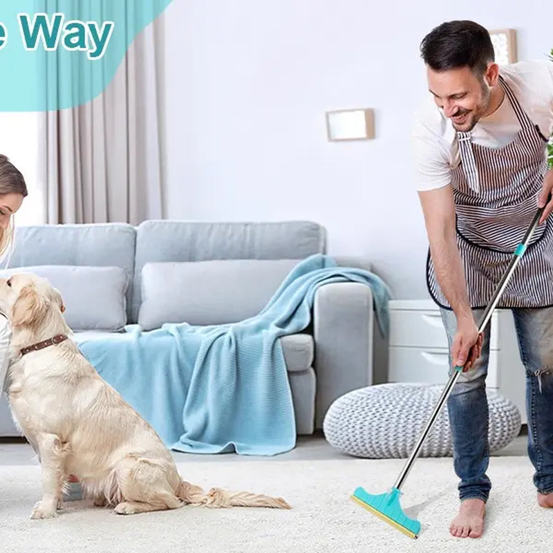Professional Pet Hair Remover and Carpet Rake, Adjustable Reusable Cleaning Brush with Hanging Ring