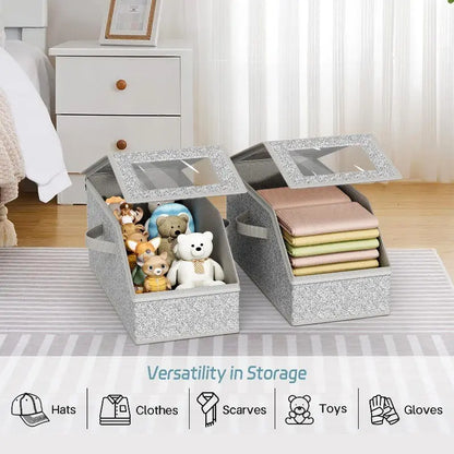 Stackable Dustproof Hat Storage Boxes for Baseball Caps, Holds up to 24 Hats, Durable Cardboard Box for Men, Classic Style, Wardrobe Organizer