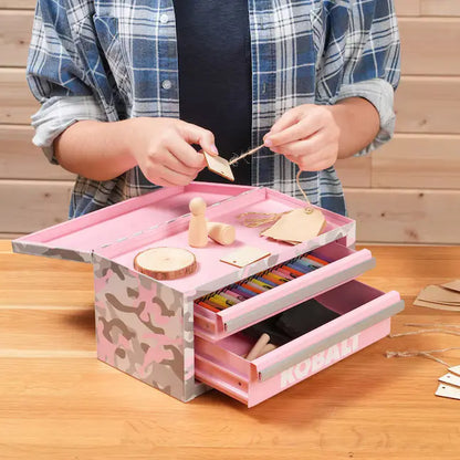 Kobalt 2-Drawer Portable Mini Toolbox in Pink Camo - Steel Construction, 10.83" W x 5.91" H x 5.91" D