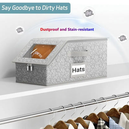 Stackable Dustproof Hat Storage Boxes for Baseball Caps, Holds up to 24 Hats, Durable Cardboard Box for Men, Classic Style, Wardrobe Organizer