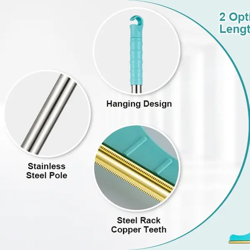 Professional Pet Hair Remover and Carpet Rake, Adjustable Reusable Cleaning Brush with Hanging Ring