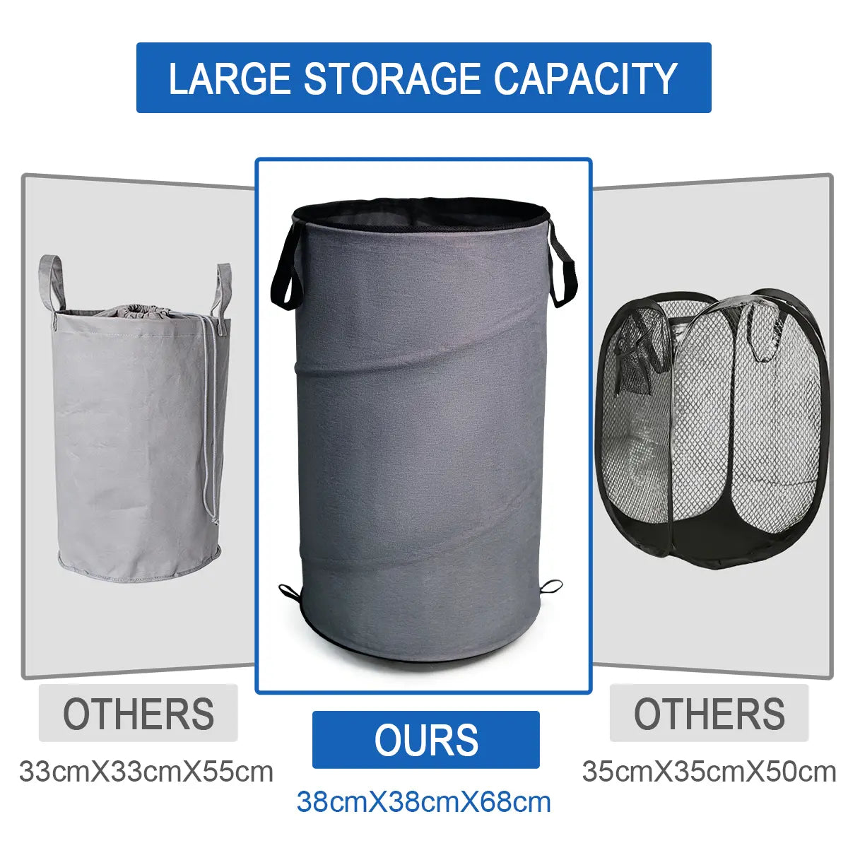 30-Gallon (109L) Collapsible Laundry Baskets - Foldable Pop-Up Hampers for Laundry - Enhanced Oxford Laundry Hamper with Reinforced Handles for Bedroom, Bathroom, Children's Room, Dormitory, Travel, and Storage Organization