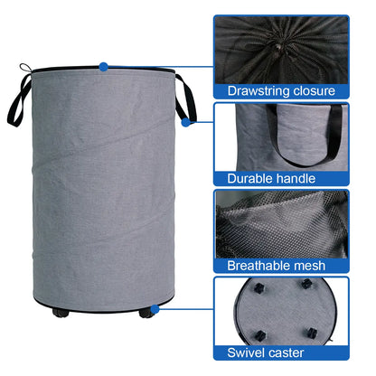 30-Gallon (109L) Collapsible Laundry Baskets - Foldable Pop-Up Hampers for Laundry - Enhanced Oxford Laundry Hamper with Reinforced Handles for Bedroom, Bathroom, Children's Room, Dormitory, Travel, and Storage Organization