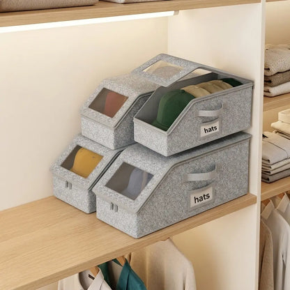Stackable Dustproof Hat Storage Boxes for Baseball Caps, Holds up to 24 Hats, Durable Cardboard Box for Men, Classic Style, Wardrobe Organizer
