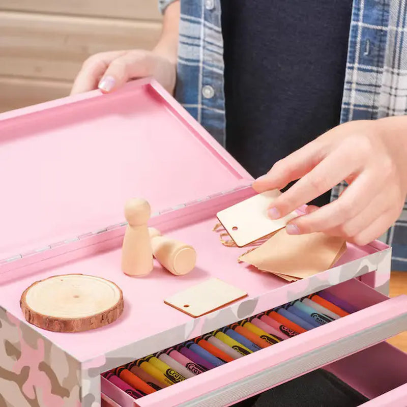 Kobalt 2-Drawer Portable Mini Toolbox in Pink Camo - Steel Construction, 10.83" W x 5.91" H x 5.91" D